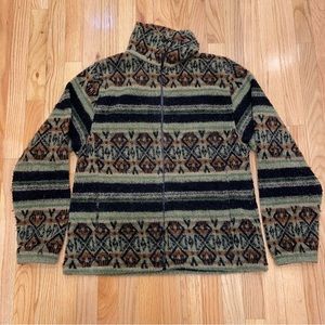 Vintage Bear Ridge Wool Long Sleeve Fleece Zip Up Sweater/Jacket Made In USA
